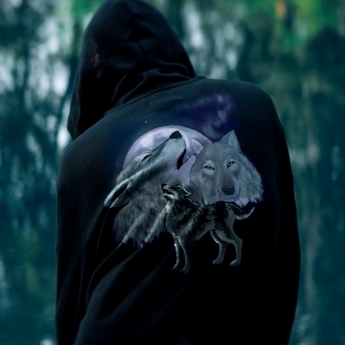 Sketch Full Zip Wolf Hoodie - Hoodies