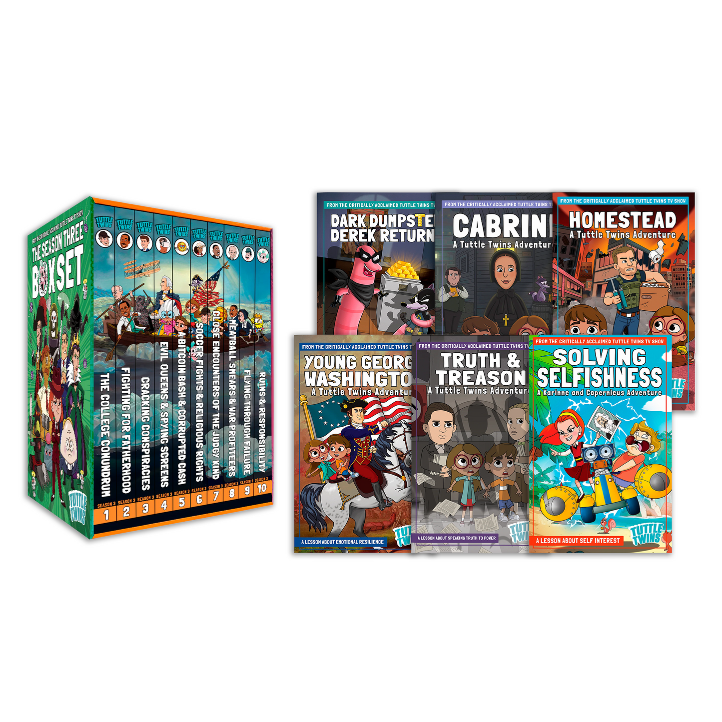 Tuttle Twins Season 3 Box Set + 6 Comic Bundle Bundles
