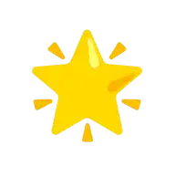 Bright yellow star with short radiating lines around its points.