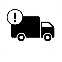 Delivery truck icon with an exclamation warning symbol.