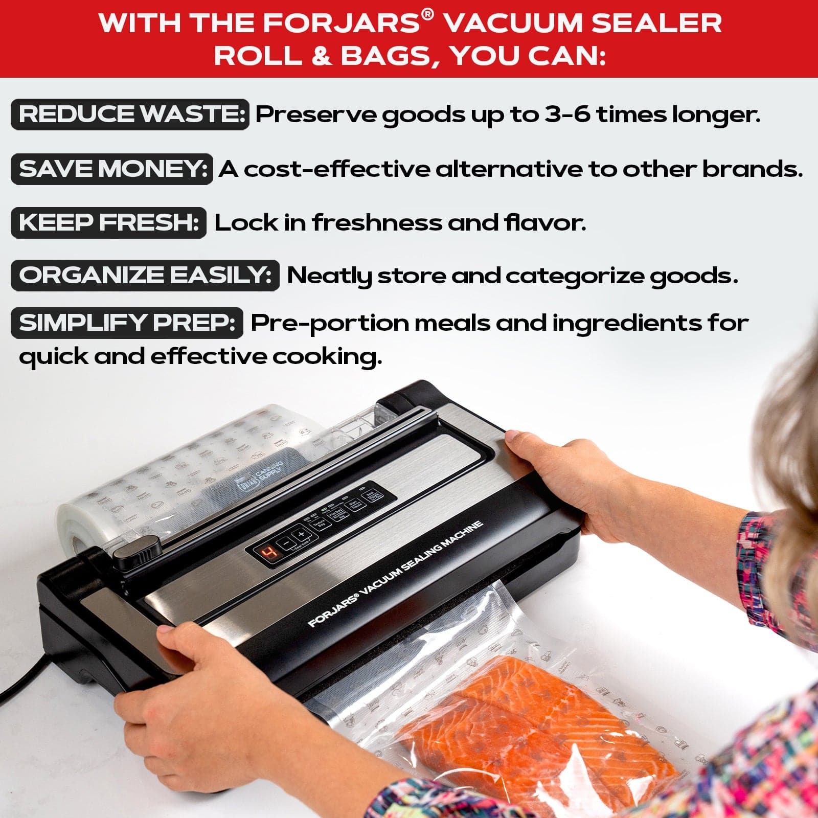 Forjars® 100-Count 6x9 Vacuum Sealer Bags – 7.5 Mil Thick - Vacuum Sealer Bags