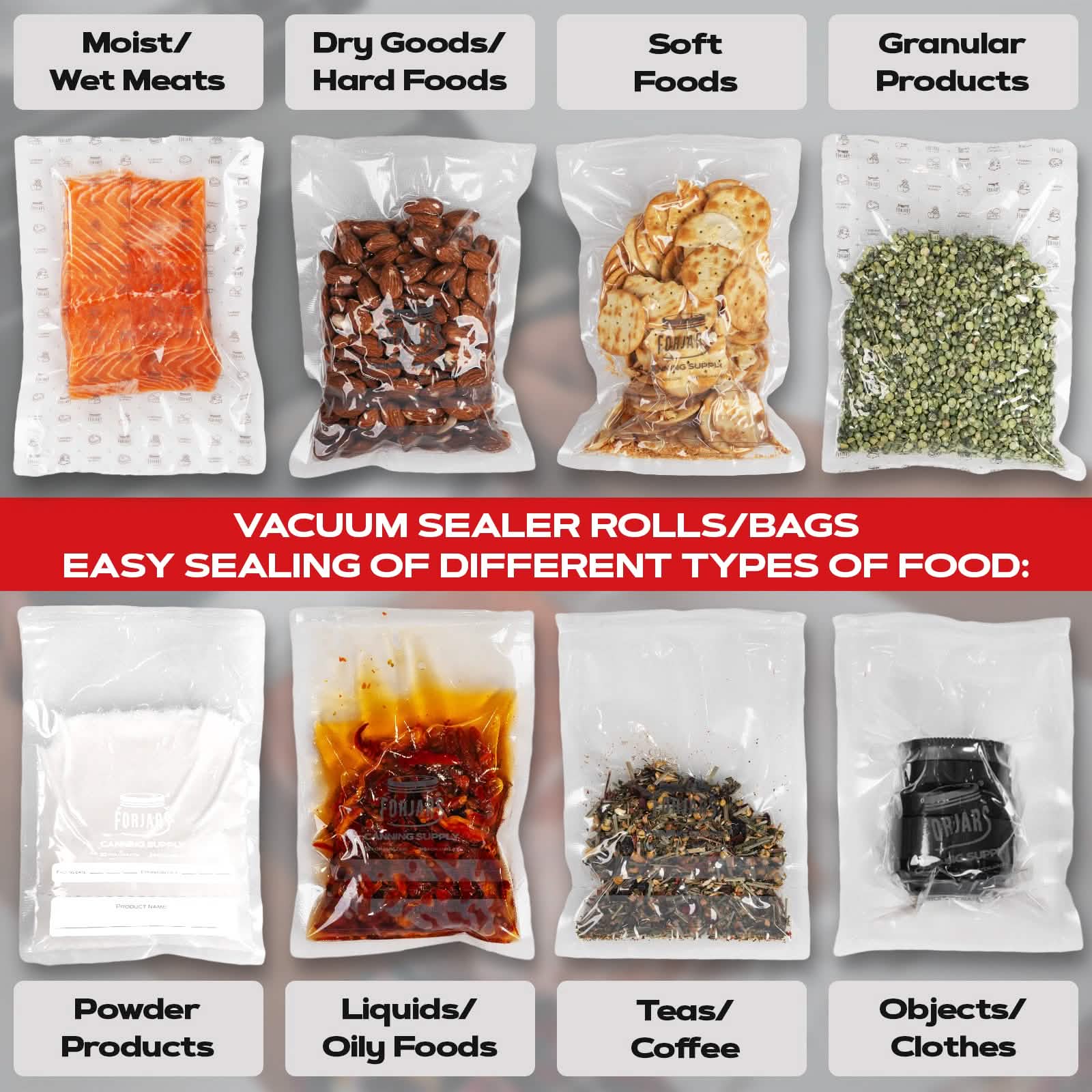 Forjars® 100-Count 6x9 Vacuum Sealer Bags – 7.5 Mil Thick - Vacuum Sealer Bags