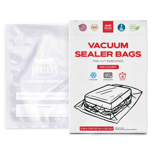 Forjars® 100-Count 6x9 Vacuum Sealer Bags – 7.5 Mil Thick - Vacuum Sealer Bags