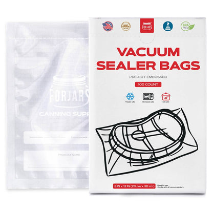 Forjars® 100-Count 8x12 Vacuum Sealer Bags – 7.5 Mil Thick - Vacuum Sealer Bags