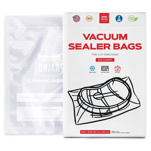 Forjars® 100-Count 8x12 Vacuum Sealer Bags – 7.5 Mil Thick - Vacuum Sealer Bags