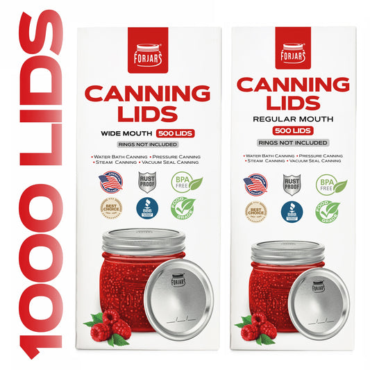 Forjars® 1000-Count: Regular & Wide Mouth Canning Lids - 500 Regular & 500 Wide Mouth - Canning Lids Bundles