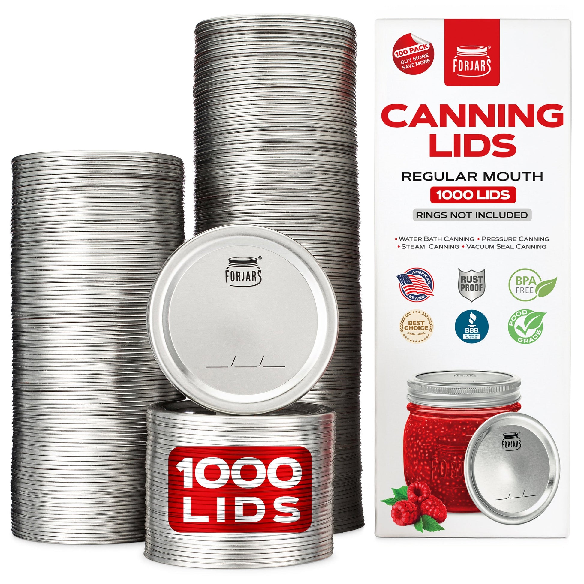 Forjars® - 1000 Regular Mouth Canning Lids - Regular Mouth Canning Lids