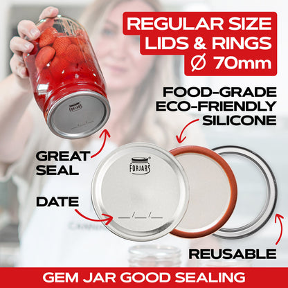 Forjars® 200-Count: Regular + Wide Mouth Canning Lids - Canning Lids Bundles