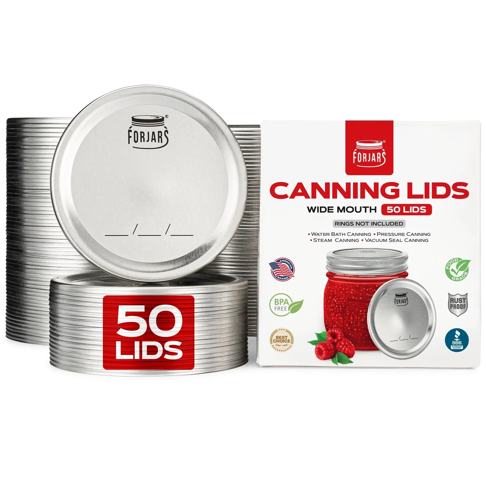 Forjars® - 50 Wide Mouth Canning Lids - Wide Mouth Canning Lids