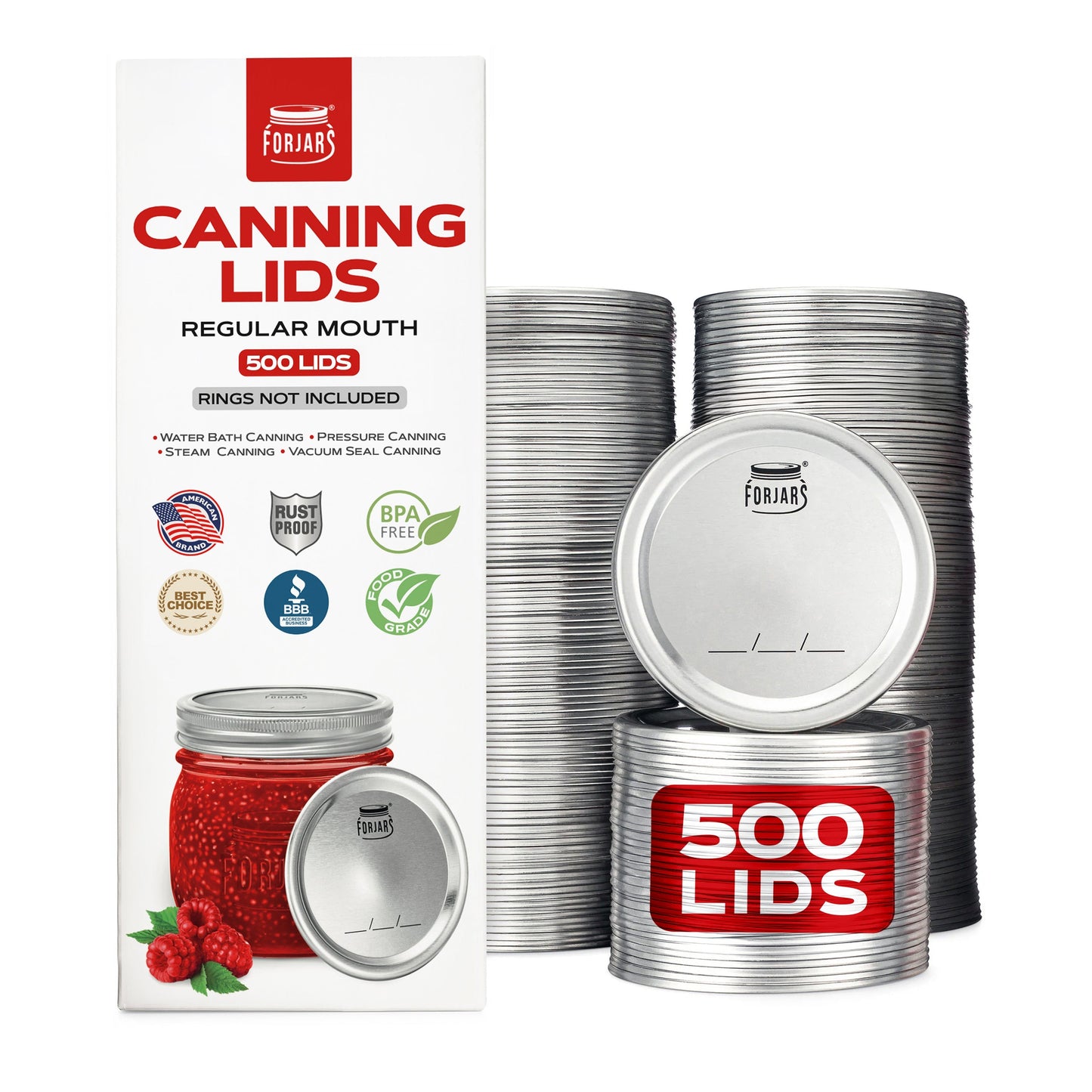 Forjars® - 500 Regular Mouth Canning Lids - Regular Mouth Canning Lids