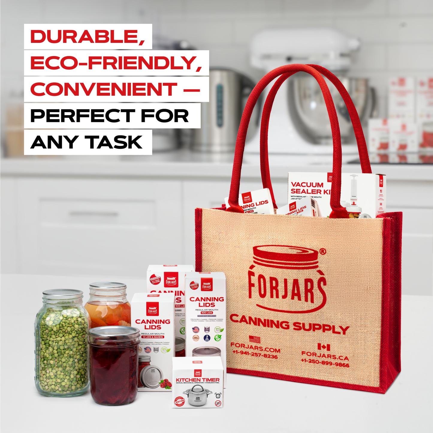 Forjars® Reusable Burlap Tote Bags