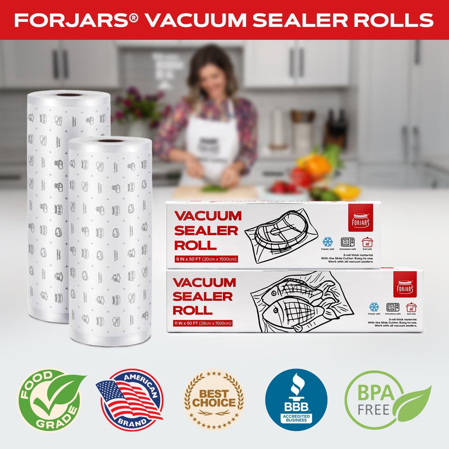 Forjars® Vacuum Sealer Roll (8-inch) - Vacuum Sealer Bags