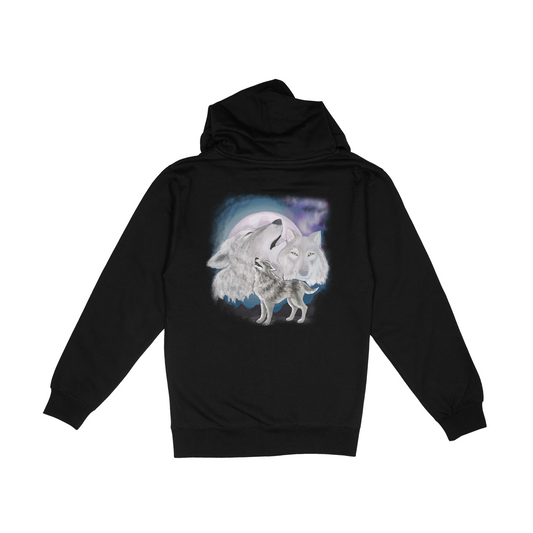 Sketch Full Zip Wolf Hoodie - Hoodies